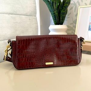 Lauren Ralph Lauren Chocolate brown leather embossed bag.